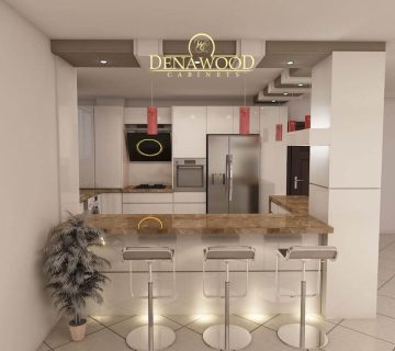 طراحی کابینت مدرن به نگ فندوقی و سفید