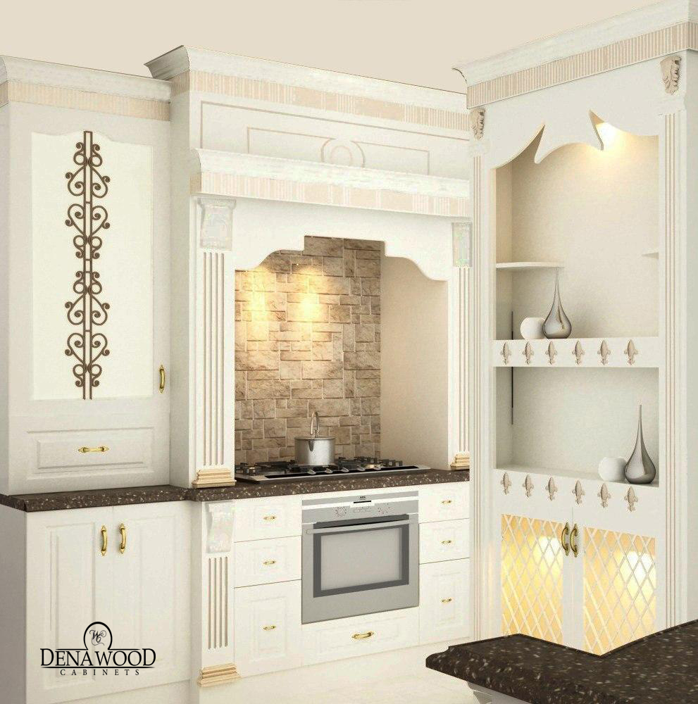 طراحی کابینت ممبران به رنگ سفید و با جزیره صفحه جزیره سنگ کورین