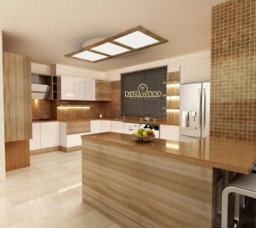 طراحی کابینت مدرن به نگ فندوقی و سفید