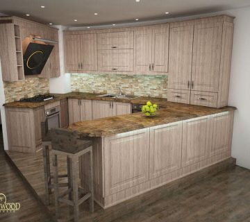 طراحی کابینت ممبران رنگ کرم روشن با صفحه کابینت از سنگ کورین