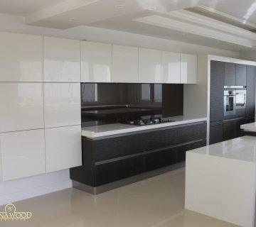 اجرای کابینت مدرن ترکیبی 2 رنگ با جزیره